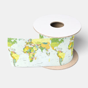 Wereldkaart Politieke Atlas Poster: Moderne Decora Lint