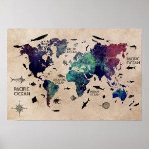 wereldkaart poster