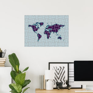 wereldkaart puzzel poster
