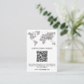 Wereldkaart QR-code bruiloft bestemming Informatiekaartje (Staand voorkant)