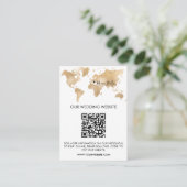 Wereldkaart QR-code bruiloft bestemming Informatiekaartje (Staand voorkant)