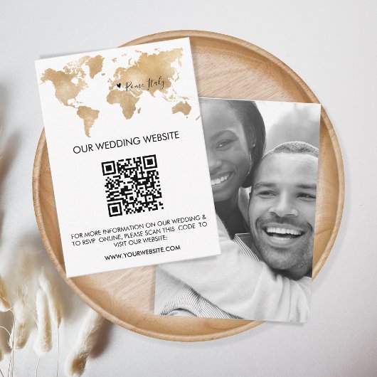Wereldkaart QR-code bruiloft bestemming Informatiekaartje