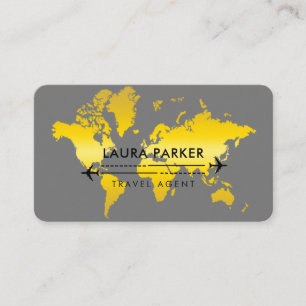 Wereldkaart reisagent Vacature Gold Glitter Busin Visitekaartje