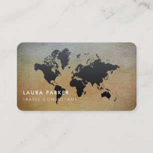 wereldkaart reisagent Waterverf zwart toerisme Visitekaartje