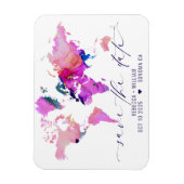 Wereldkaart reisbestemming bruiloft opslaan datum magneet (Verticaal)