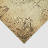  Wereldkaart Reizen met Frans vervoer Tissuepapier (Detail)