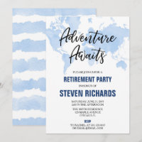 Wereldkaart reizigers met pensioen waterverf blauw