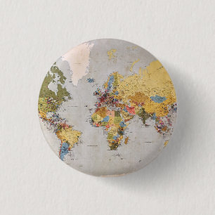 wereldkaart ronde button 3,2 cm
