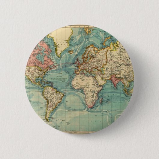  Wereldkaart Ronde Button 5,7 Cm (Voorkant)