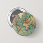  Wereldkaart Ronde Button 5,7 Cm (Voorkant /achterkant)