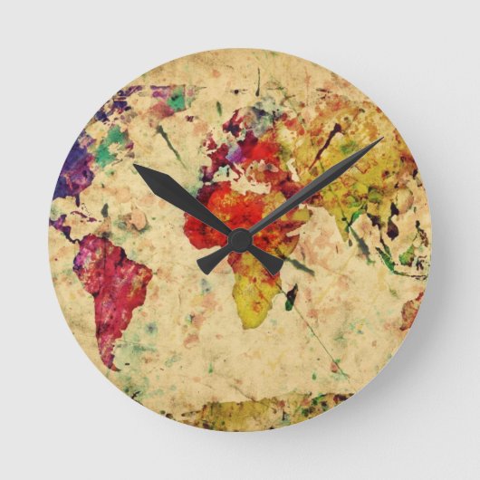 wereldkaart ronde klok (Voorkant)