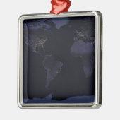 Wereldkaart 's Nachts licht de stad van de aarde. Metalen Ornament (Links)