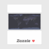 Wereldkaart 's Nachts licht de stad van de aarde. Sticker (Vel)