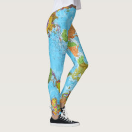 Wereldkaart. Schoolse leggings. themadag Leggings