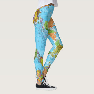 Wereldkaart. Schoolse leggings. themadag Leggings