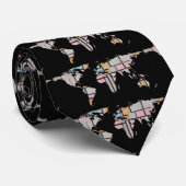 Wereldkaart Silhouette - Abstracte Piet Mondrian Stropdas (Opgerold)