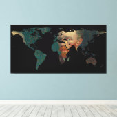 Wereldkaart Silhouette - Van Gogh Self Portrait Canvas Afdruk (Insitu (Houten vloer))