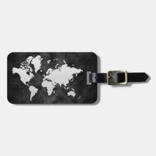 Wereldkaart Silver Faux Professional Black Metal Bagagelabel