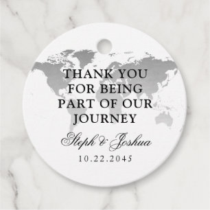Wereldkaart Silver Travel Theme Bedankt Bedankjes Labels