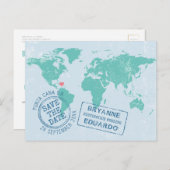 wereldkaart Sla de DATUM Briefkaart EDITABLE KLEUR (Voorkant / Achterkant)