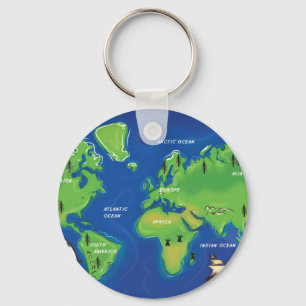 Wereldkaart Sleutelhanger