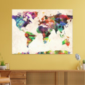 Wereldkaart Stedelijke Waterverf Canvas Afdruk (Insitu (Woonkamer))