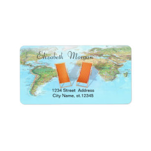 Wereldkaart, stoelen etiket