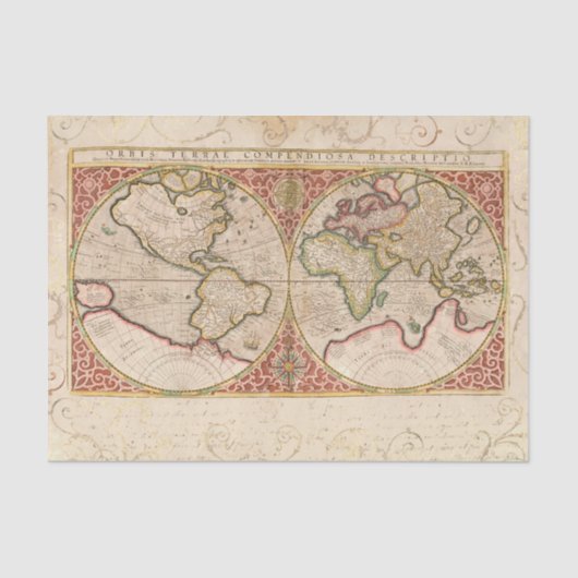  Wereldkaart Tan-decoupage Tissuepapier (Voorkant)