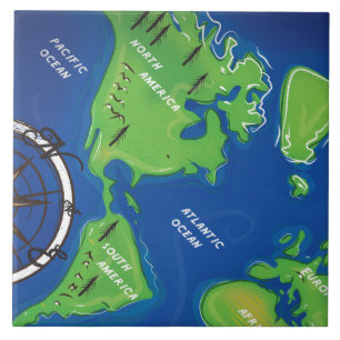 Wereldkaart Tegeltje