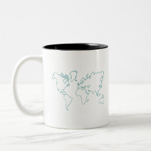Wereldkaart Tweekleurige Koffiemok