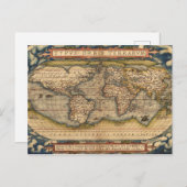  Wereldkaart van Abraham Ortelius 1564 Briefkaart (Voorkant / Achterkant)