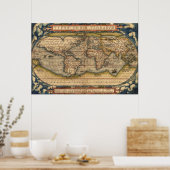 Wereldkaart van Abraham Ortelius 1564 Poster (Keuken)