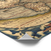  Wereldkaart van Abraham Ortelius 1564 Poster (Hoek)