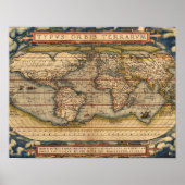  Wereldkaart van Abraham Ortelius 1564 Poster (Voorkant)