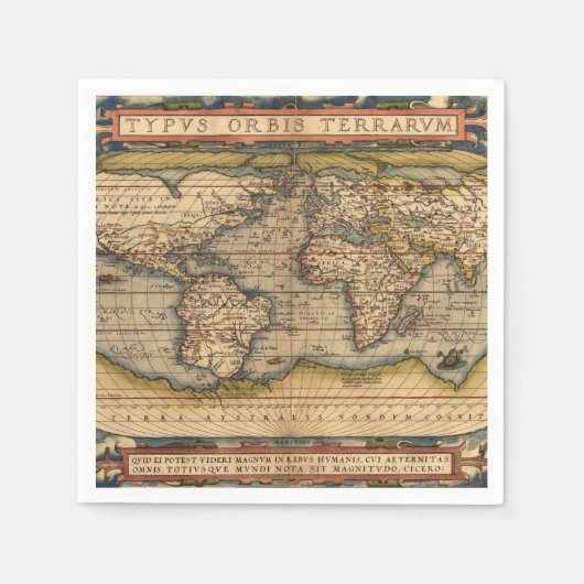  Wereldkaart van Abraham Ortelius 1564 Servet (Voorkant)
