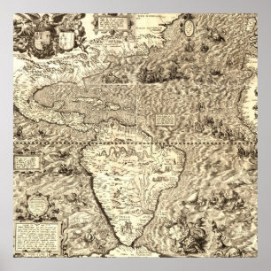 Wereldkaart van Amerika door Diego Gutiérrez Poster