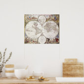 Wereldkaart van Atlas Maior Poster (Keuken)