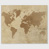 Wereldkaart van de  perkament cadeaupapier (Vlak)