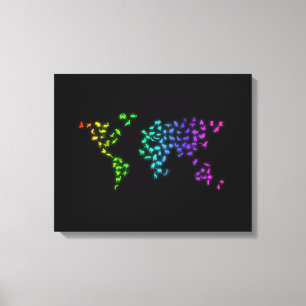 Wereldkaart van dieren canvas afdruk