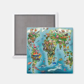 Wereldkaart van dieren magneet (Voorkant / Achterkant)