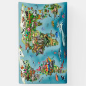 Wereldkaart van dieren spandoek (Verticaal)