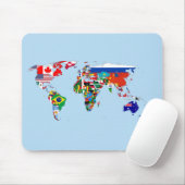 Wereldkaart van Flags Mousepad Muismat (Met muis)