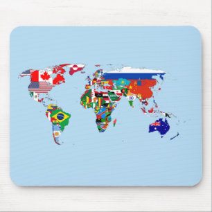 Wereldkaart van Flags Mousepad Muismat