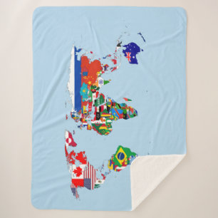 Wereldkaart van Flags Sherpa Blanket Sherpa Deken