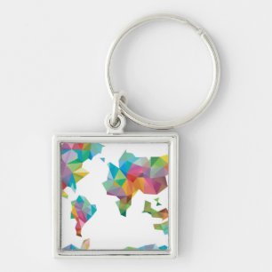 wereldkaart van geometrische vormen sleutelhanger