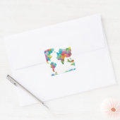 Wereldkaart van geometrische vormen vierkante sticker (Envelop)