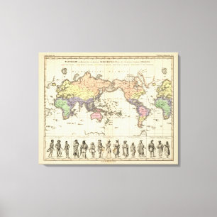 Wereldkaart van kledingstijlen canvas afdruk