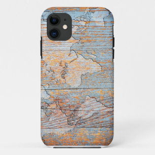 Wereldkaart van kunsthout iPhone 11 hoesje