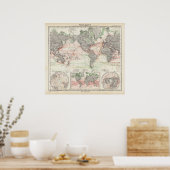 Wereldkaart van oceaanstromen poster (Keuken)