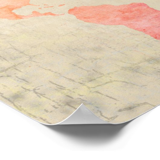 wereldkaart van oudere waterverf poster (Hoek)